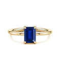 Emerald-Cut Lab Sapphire with Moissanite Hidden Halo Engagement Ring