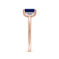 Emerald-Cut Lab Sapphire with Moissanite Hidden Halo Engagement Ring