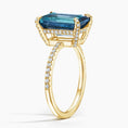 Load image into Gallery viewer, Emerald Cut London Blue Topaz and Moissanite Pavé Cocktail Ring
