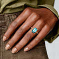 Load image into Gallery viewer, Emerald Cut London Blue Topaz and Moissanite Pavé Cocktail Ring
