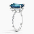 Load image into Gallery viewer, Emerald Cut London Blue Topaz and Moissanite Pavé Cocktail Ring
