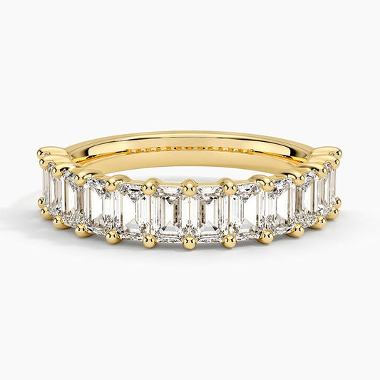 Emerald Cut Moissanite Half Eternity Wedding Band