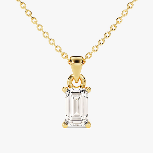 Emerald Cut Moissanite Solitaire Pendant Necklace