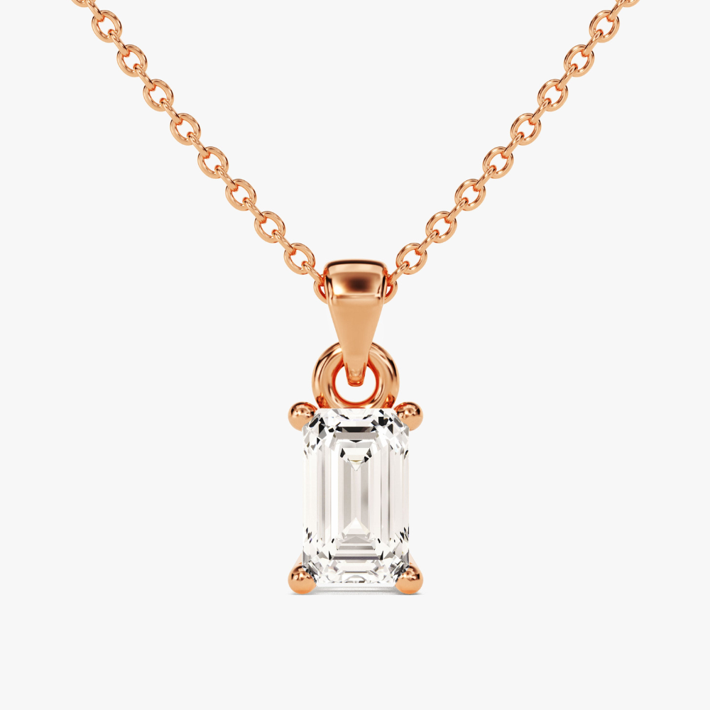 Emerald Cut Moissanite Solitaire Pendant Necklace