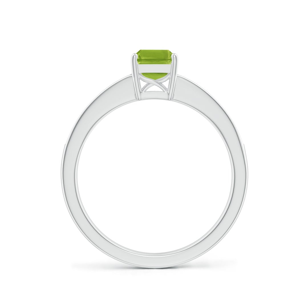 Emerald-Cut Peridot with Moissanite Pavé Accents Engagement Ring