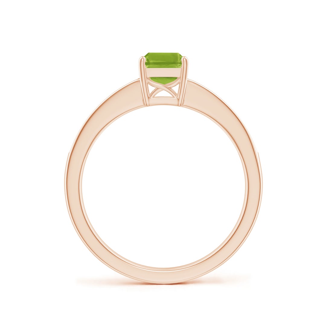 Emerald-Cut Peridot with Moissanite Pavé Accents Engagement Ring