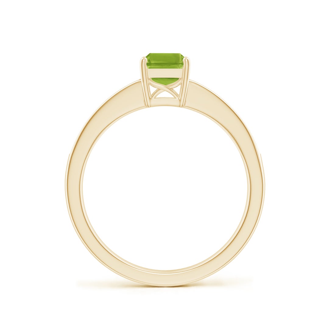 Emerald-Cut Peridot with Moissanite Pavé Accents Engagement Ring