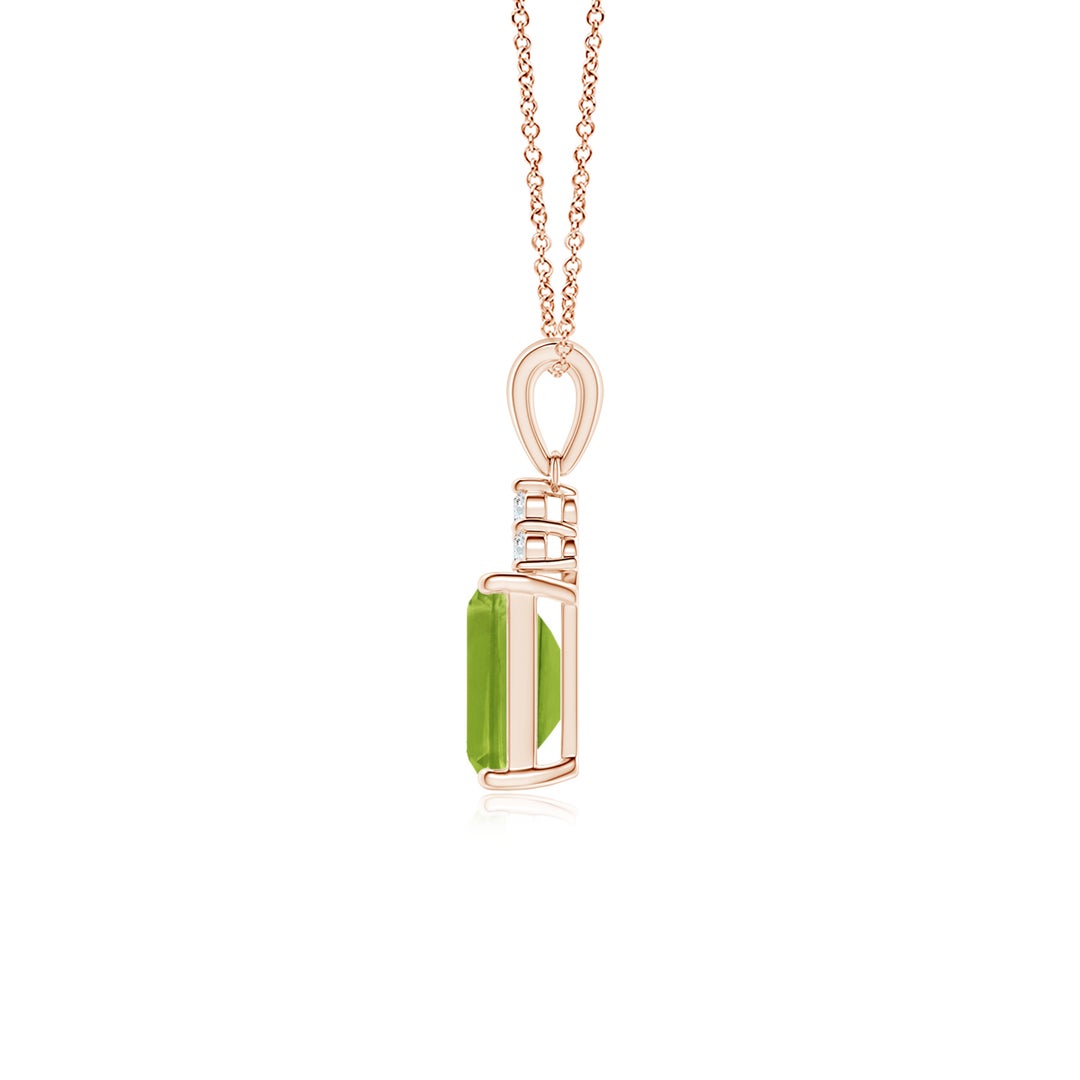 Emerald-Cut Peridot with Moissanite Trio Pendant Necklace