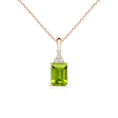 Emerald-Cut Peridot with Moissanite Trio Pendant Necklace
