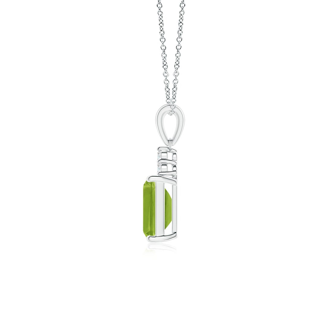 Emerald-Cut Peridot with Moissanite Trio Pendant Necklace