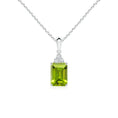 Emerald-Cut Peridot with Moissanite Trio Pendant Necklace
