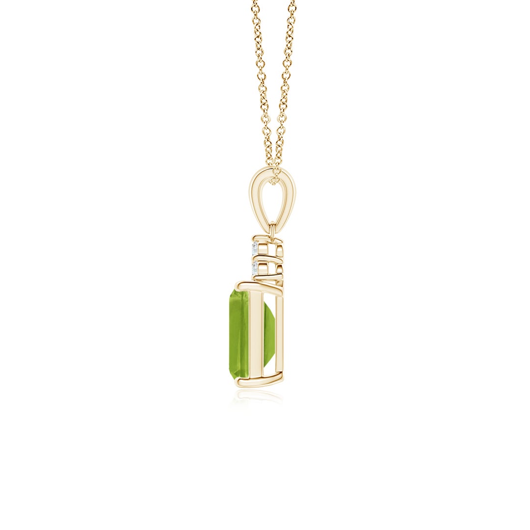 Emerald-Cut Peridot with Moissanite Trio Pendant Necklace