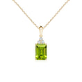 Emerald-Cut Peridot with Moissanite Trio Pendant Necklace