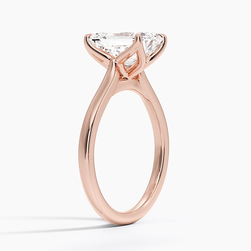 Emerald Cut Petal Prong Solitaire Moissanite Engagement Ring