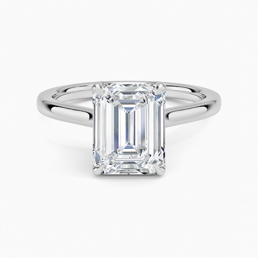 Emerald Cut Petal Prong Solitaire Moissanite Engagement Ring