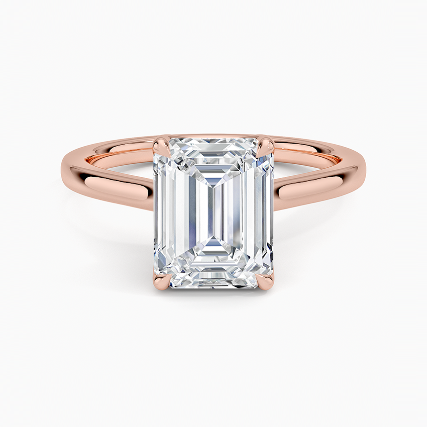 Emerald Cut Petal Prong Solitaire Moissanite Engagement Ring