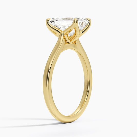 Emerald Cut Petal Prong Solitaire Moissanite Engagement Ring