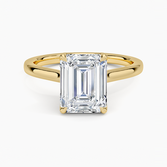 Emerald Cut Petal Prong Solitaire Moissanite Engagement Ring