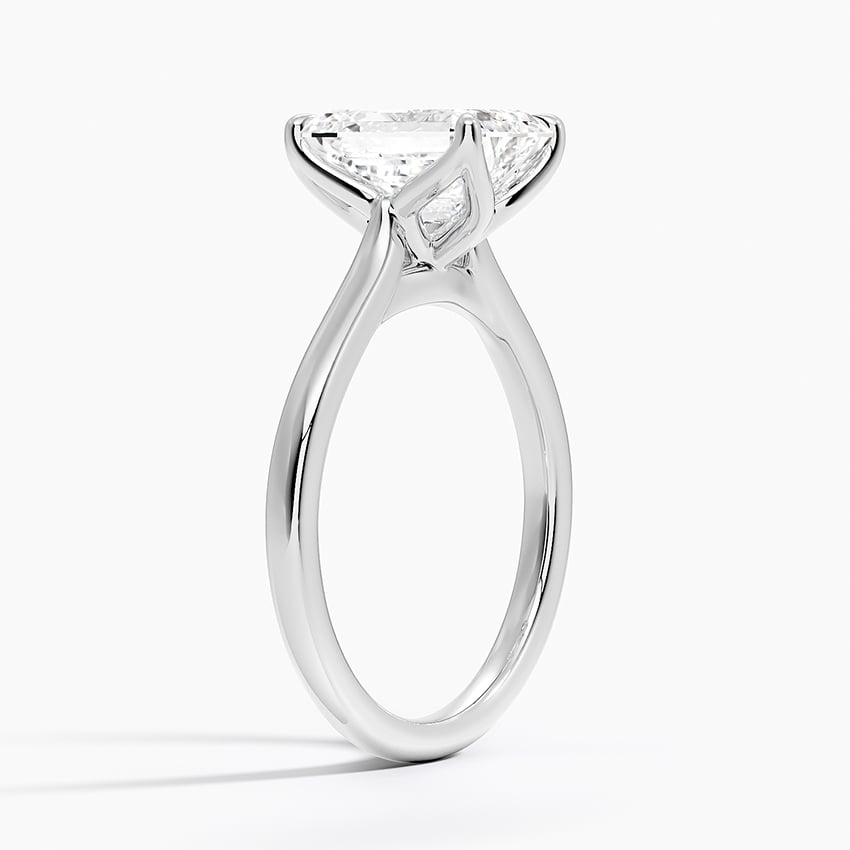 Emerald Cut Petal Prong Solitaire Moissanite Engagement Ring