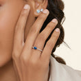 Load image into Gallery viewer, Emerald-Cut Sapphire and Moissanite Accent Promise Ring
