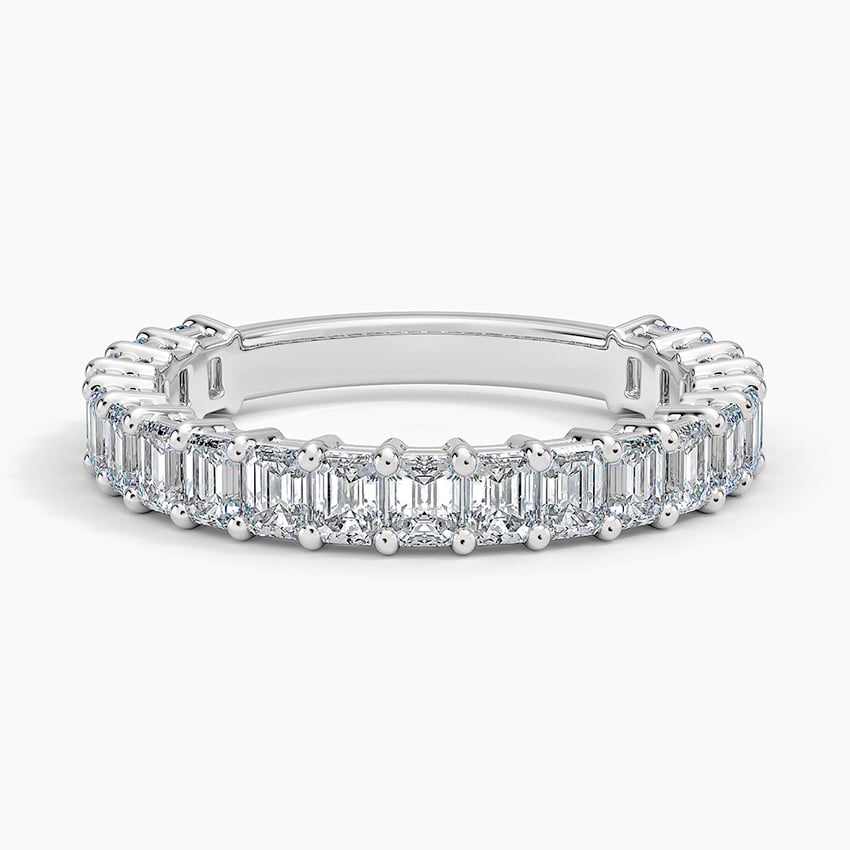 Emerald Cut Three-Quarter Moissanite Wedding Band