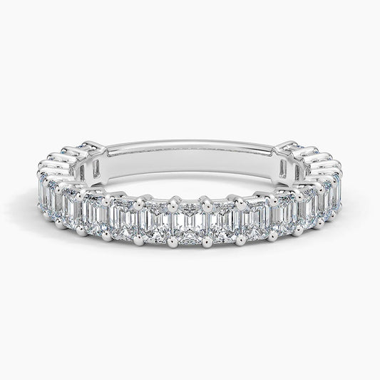 Emerald Cut Three-Quarter Moissanite Wedding Band