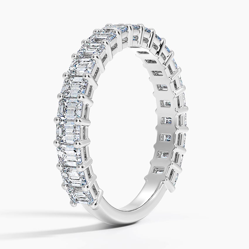 Emerald Cut Three-Quarter Moissanite Wedding Band