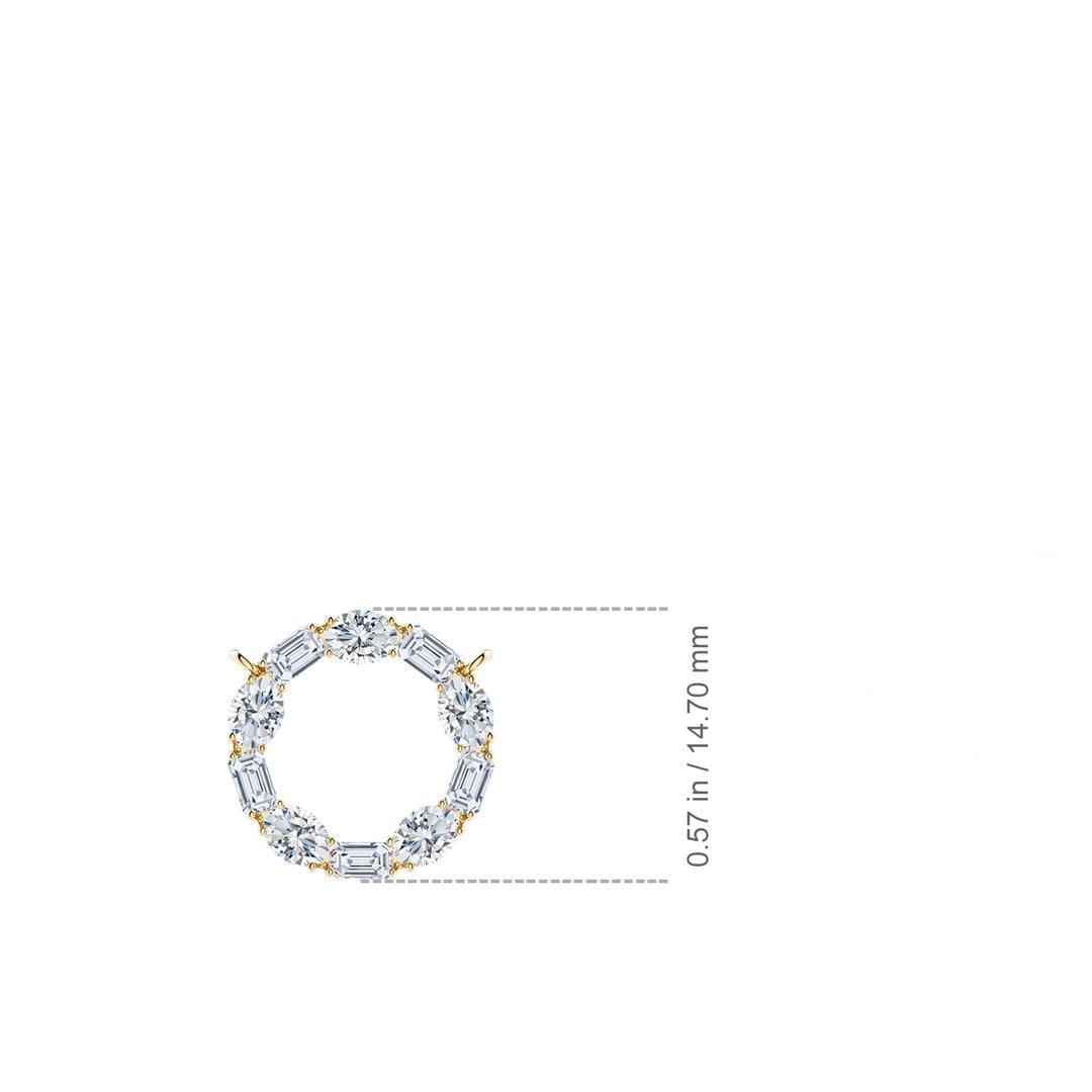Emerald-Cut and Oval Moissanite Circle Pendant Necklace