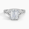 Emerald Moissanite Floral Openwork Cathedral Engagement Ring