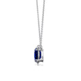 Emerald-Oval Lab-Grown Blue Sapphire Toi et Moi Pendant Moissanite Accents Necklace