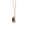 Emerald-Oval Lab-Grown Blue Sapphire Toi et Moi Pendant Moissanite Accents Necklace