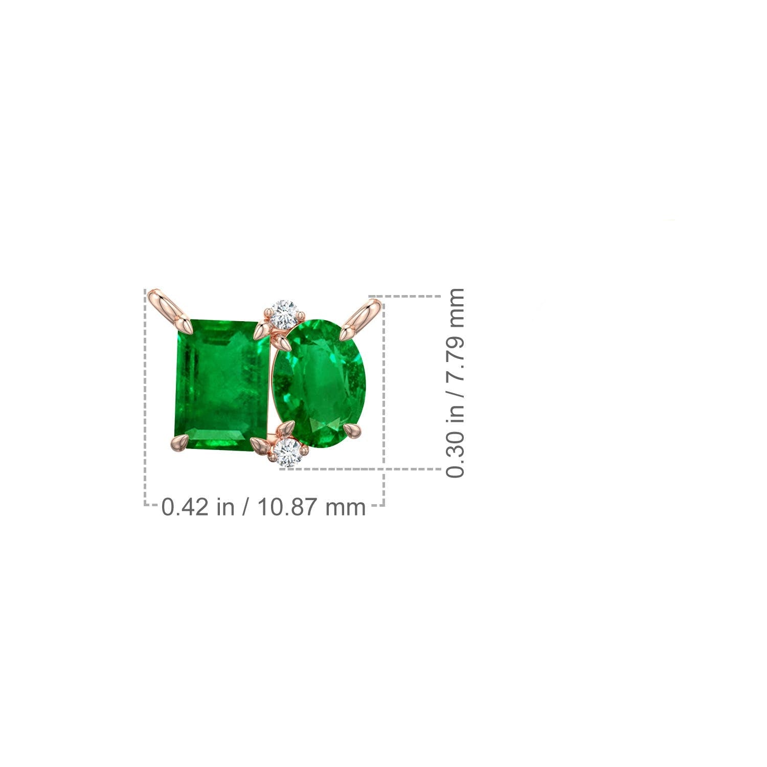 Emerald-Oval Lab-Grown Emerald Toi et Moi Pendant Moissanite Accents Necklace