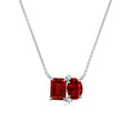 Emerald-Oval Lab-Grown Ruby Toi et Moi Pendant Moissanite Accents Necklace