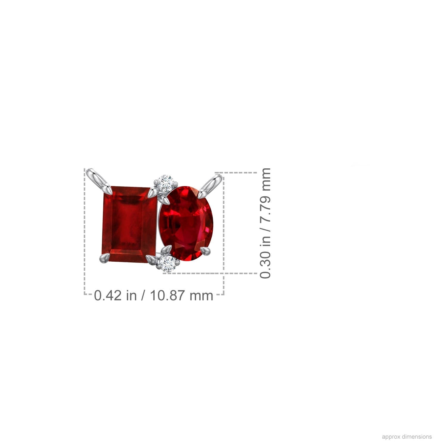 Emerald-Oval Lab-Grown Ruby Toi et Moi Pendant Moissanite Accents Necklace