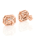 Load image into Gallery viewer, Emerald Cut Halo Moissanite Stud Earrings
