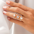 Load image into Gallery viewer, Emerald Cut Moissanite Engagement Ring with Pavé Band
