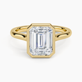 Load image into Gallery viewer, Emerald Cut Bezel Moissanite Engagement Ring
