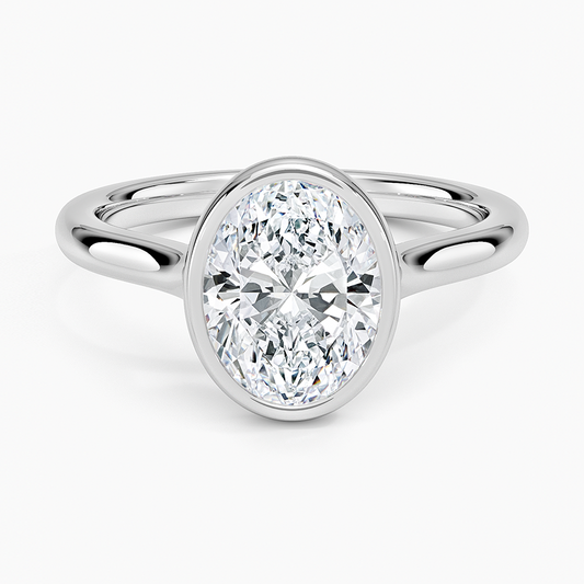 Oval Cut Bezel Moissanite Engagement Ring