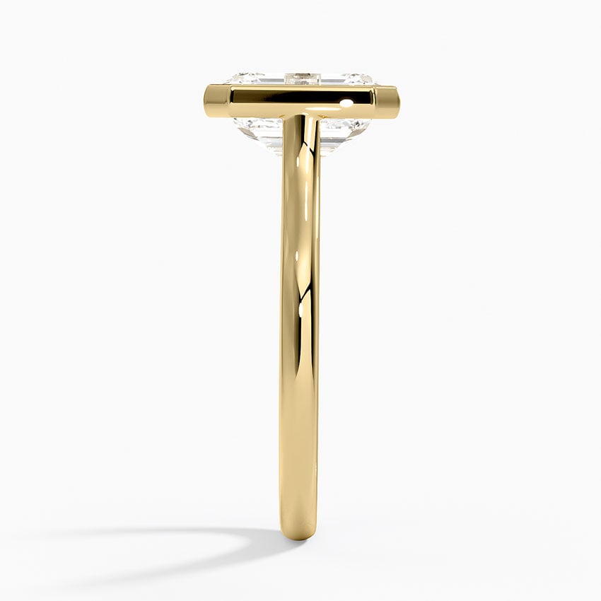 Emerald Cut Bezel Moissanite Engagement Ring