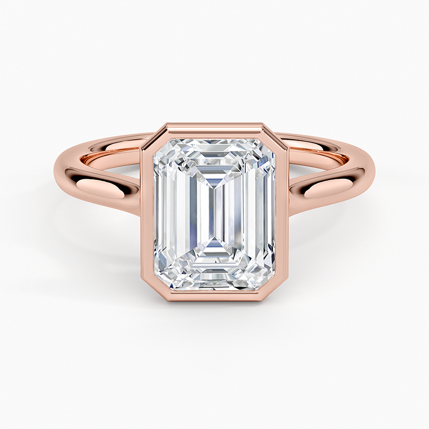 Emerald Cut Bezel Moissanite Engagement Ring