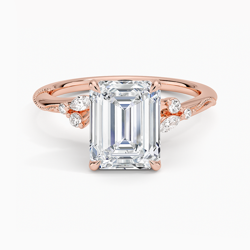 Emerald Cut Floral-Inspired Engagement Ring