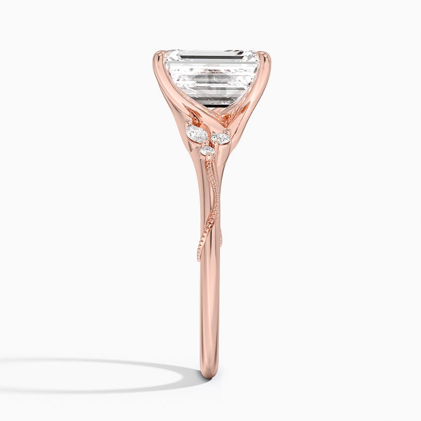 Emerald Cut Floral-Inspired Engagement Ring