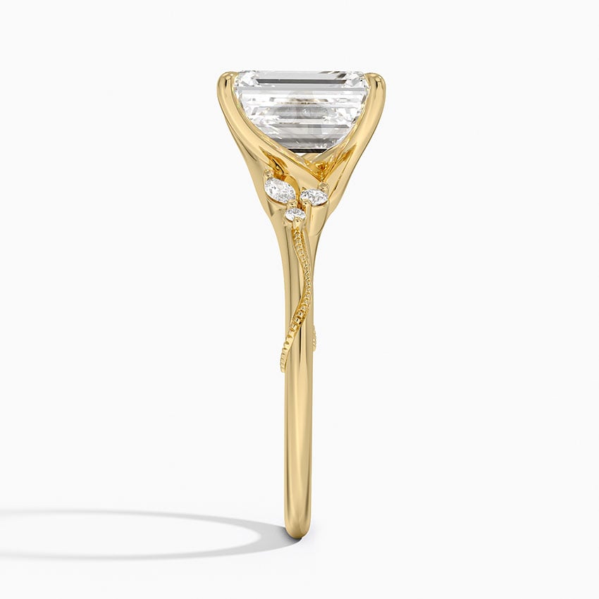 Emerald Cut Floral-Inspired Engagement Ring