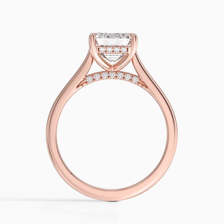 Emerald Cut Hidden Halo Moissanite Engagement Ring