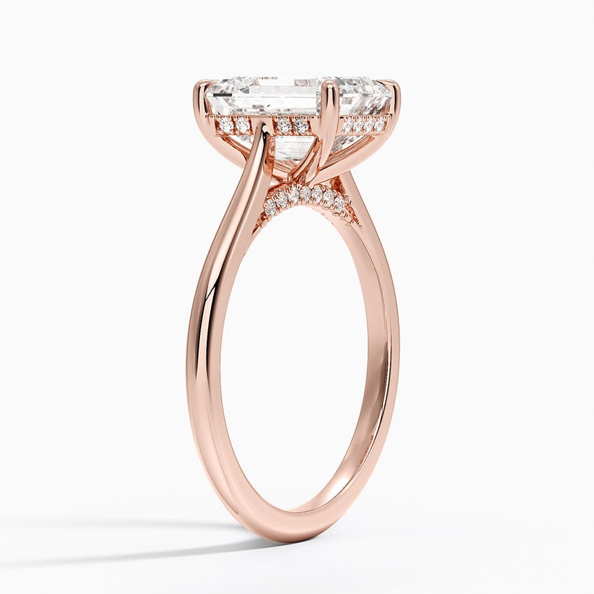 Emerald Cut Hidden Halo Moissanite Engagement Ring