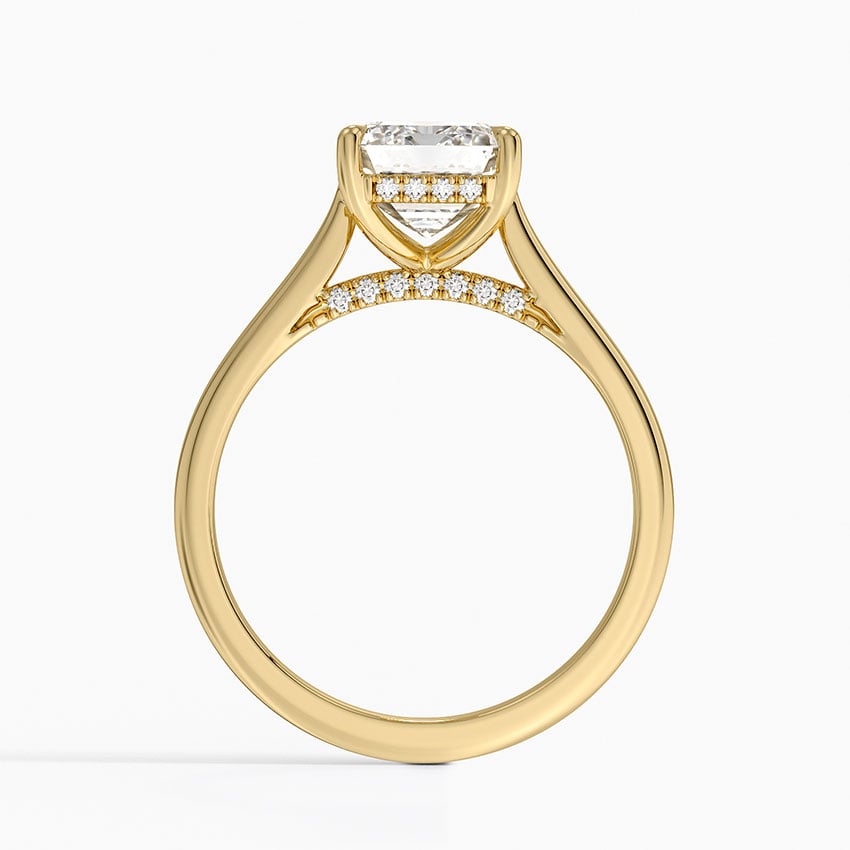 Emerald Cut Hidden Halo Moissanite Engagement Ring