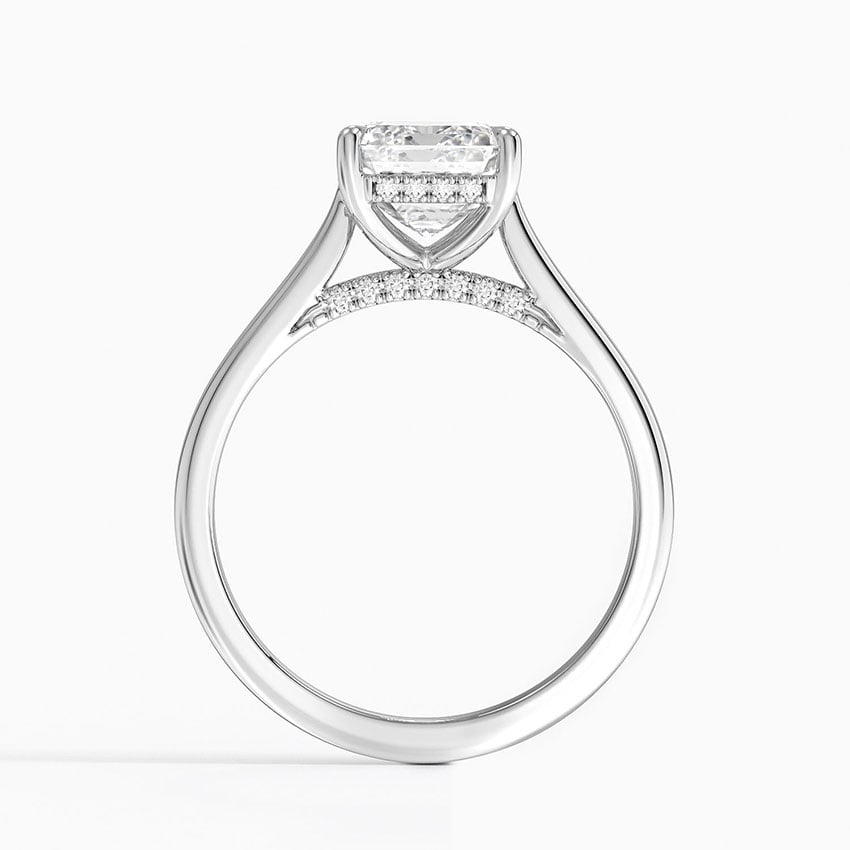 Emerald Cut Hidden Halo Moissanite Engagement Ring