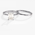 Load image into Gallery viewer, Emerald Cut Solitaire Moissanite Bridal Set
