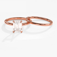 Load image into Gallery viewer, Emerald Cut Solitaire Moissanite Bridal Set
