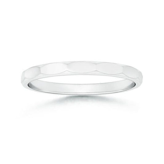 Faceted Polished Classic Women's Wedding Band - 2.0 mm